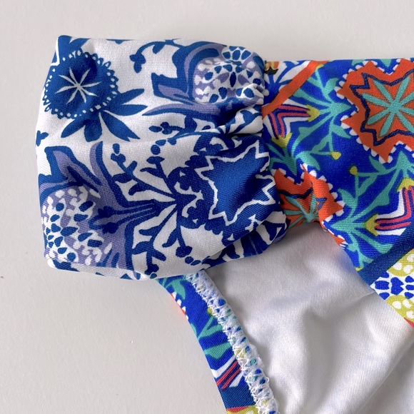 NWT Nanette Lepore patchwork bikini bottoms 8 siren tanga vivid blue orange lime - Picture 2 of 11